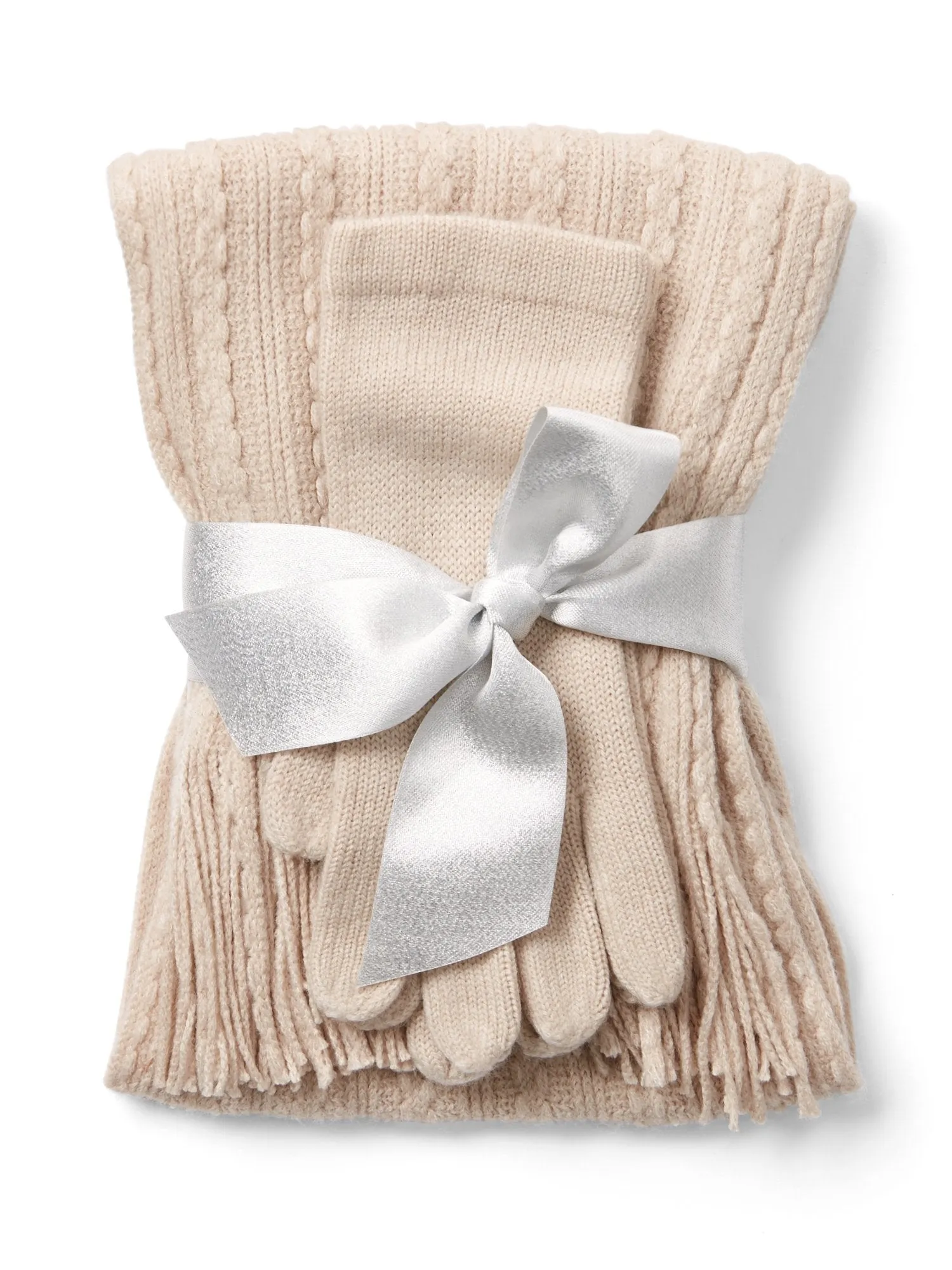 2-Piece Cable-Knit Scarf & Glove Set