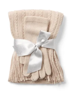 2-Piece Cable-Knit Scarf & Glove Set