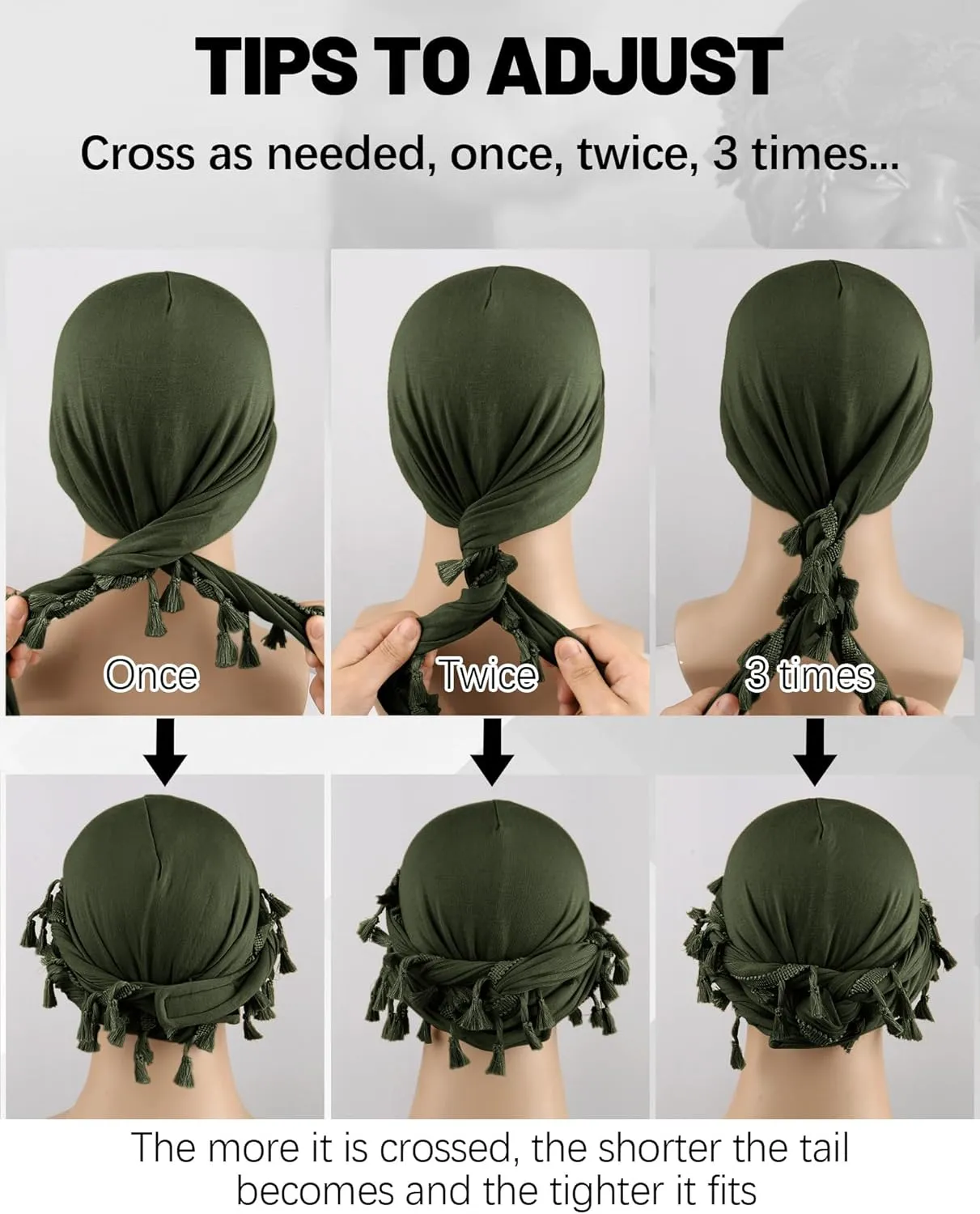 Ababalaya Adjustable Satin Lined Halo Turban for Men Women Twisted Tassel Head Wraps Sleep Cap Beanies Turban Durag