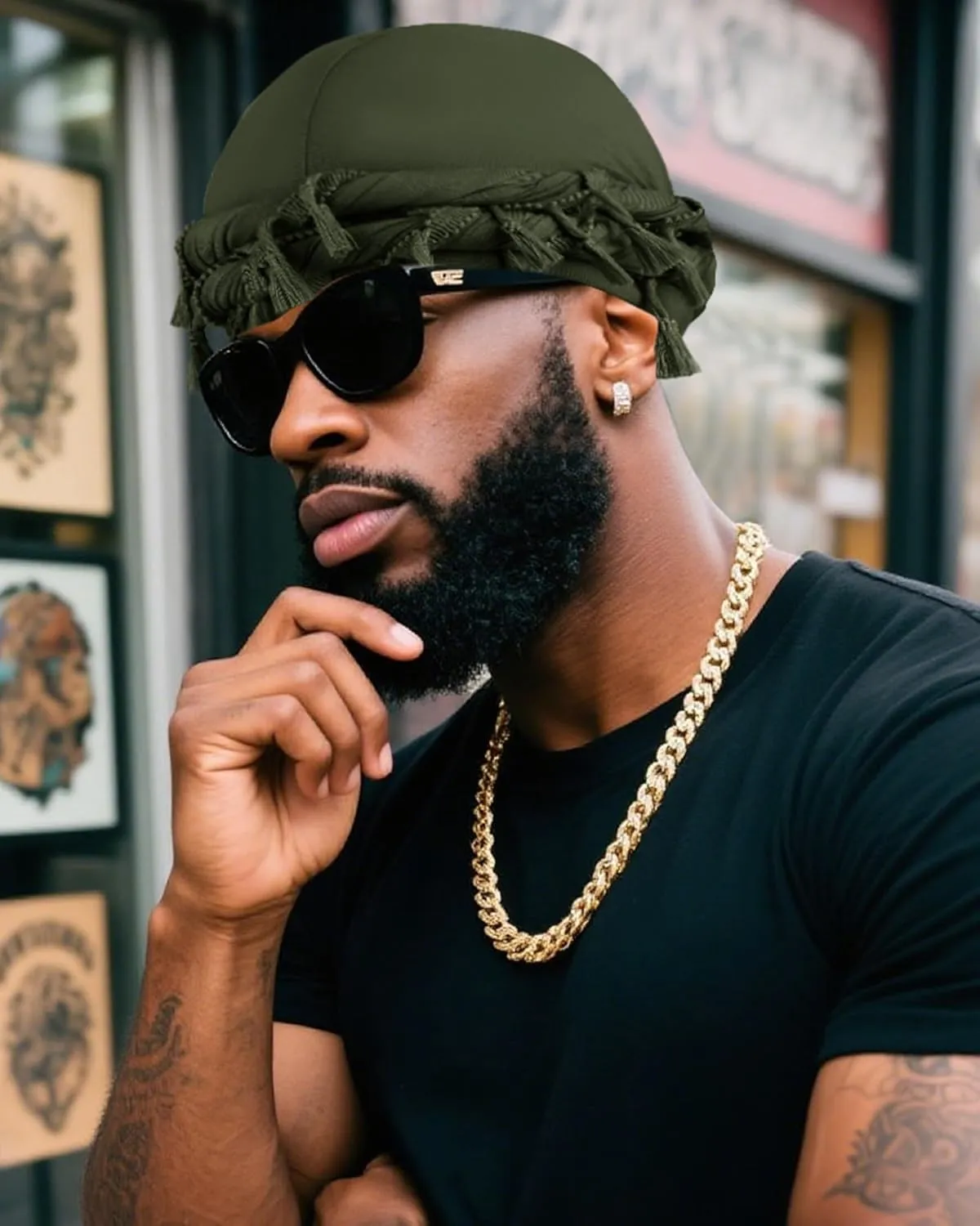 Ababalaya Adjustable Satin Lined Halo Turban for Men Women Twisted Tassel Head Wraps Sleep Cap Beanies Turban Durag