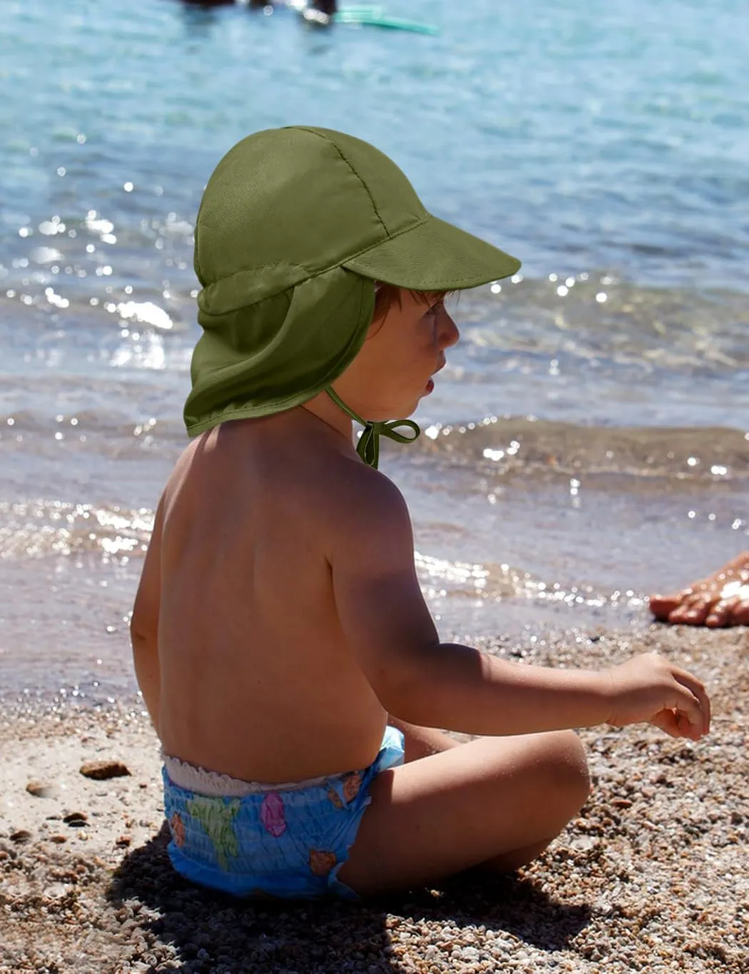 Adjustable Baby Sun Hat Boys Girls, UPF 50  Toddler Summer Beach Swim Hat with Neck Flap for Infant Traveling Cap
