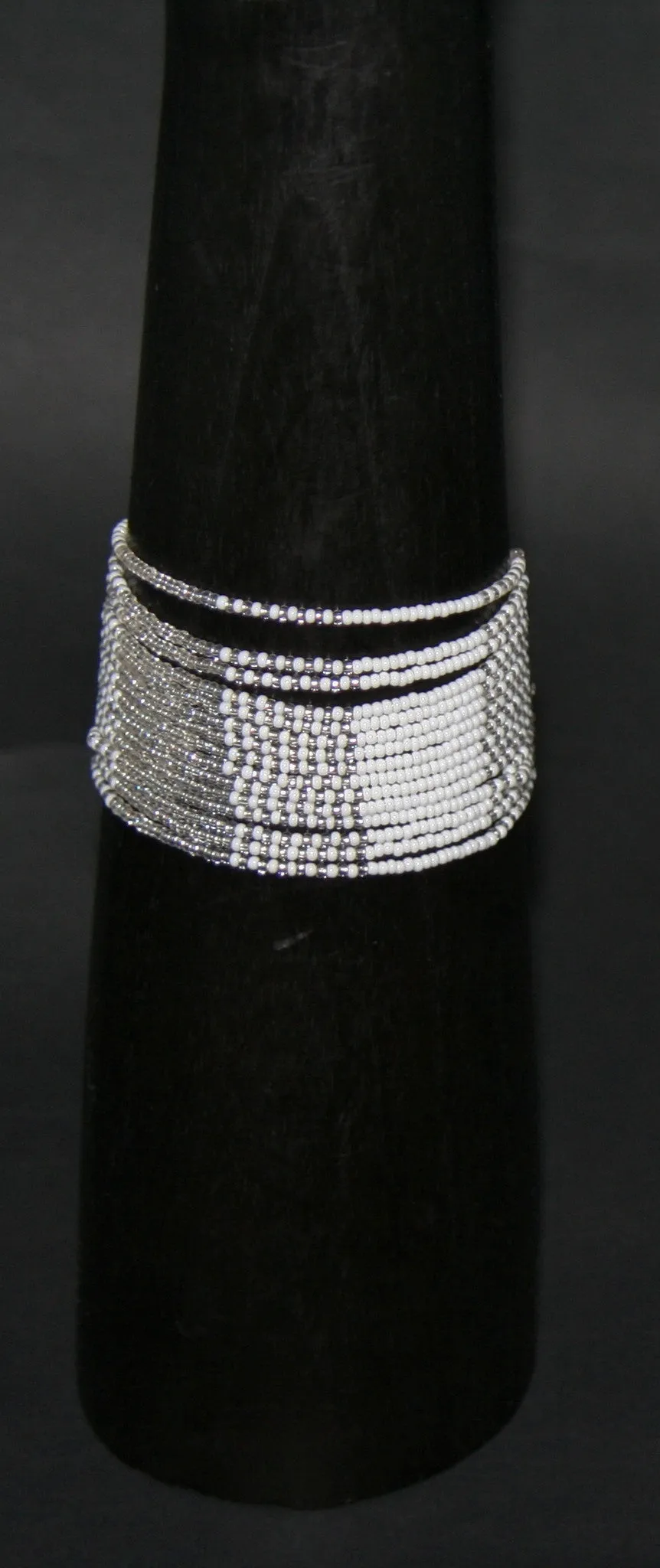 African Tribal Beaded White Necklace Waterfall Necklace