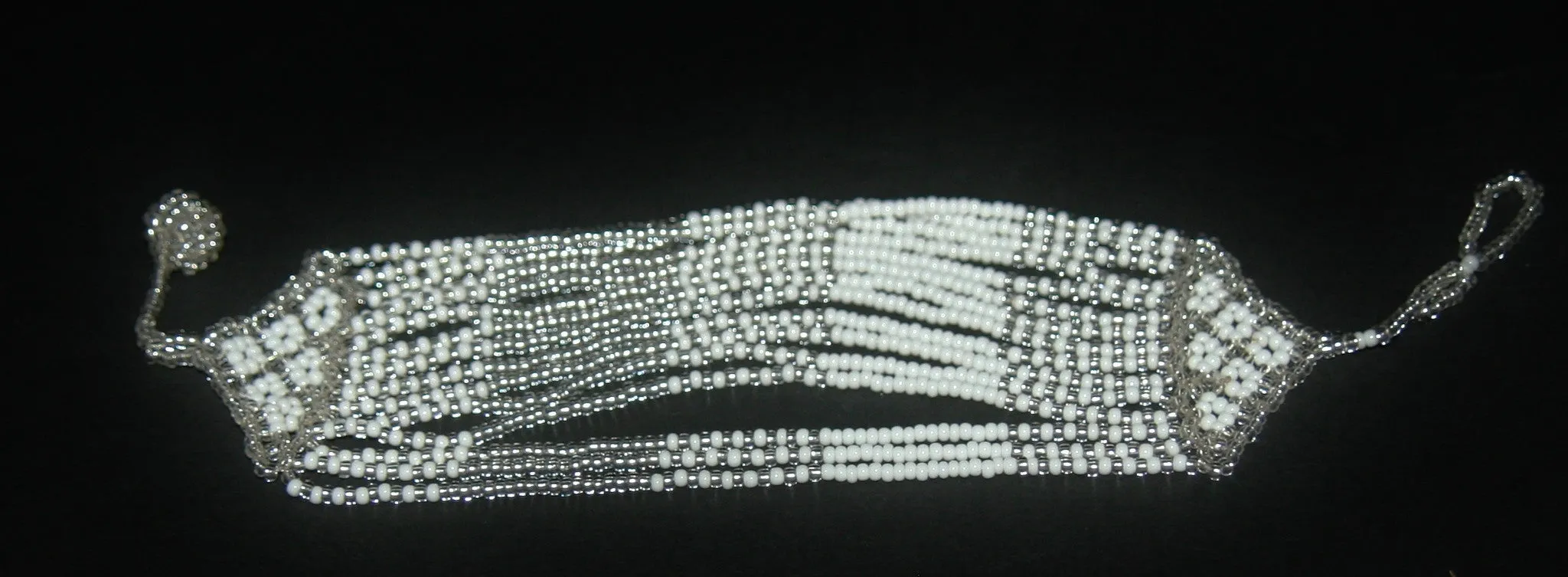 African Tribal Beaded White Necklace Waterfall Necklace