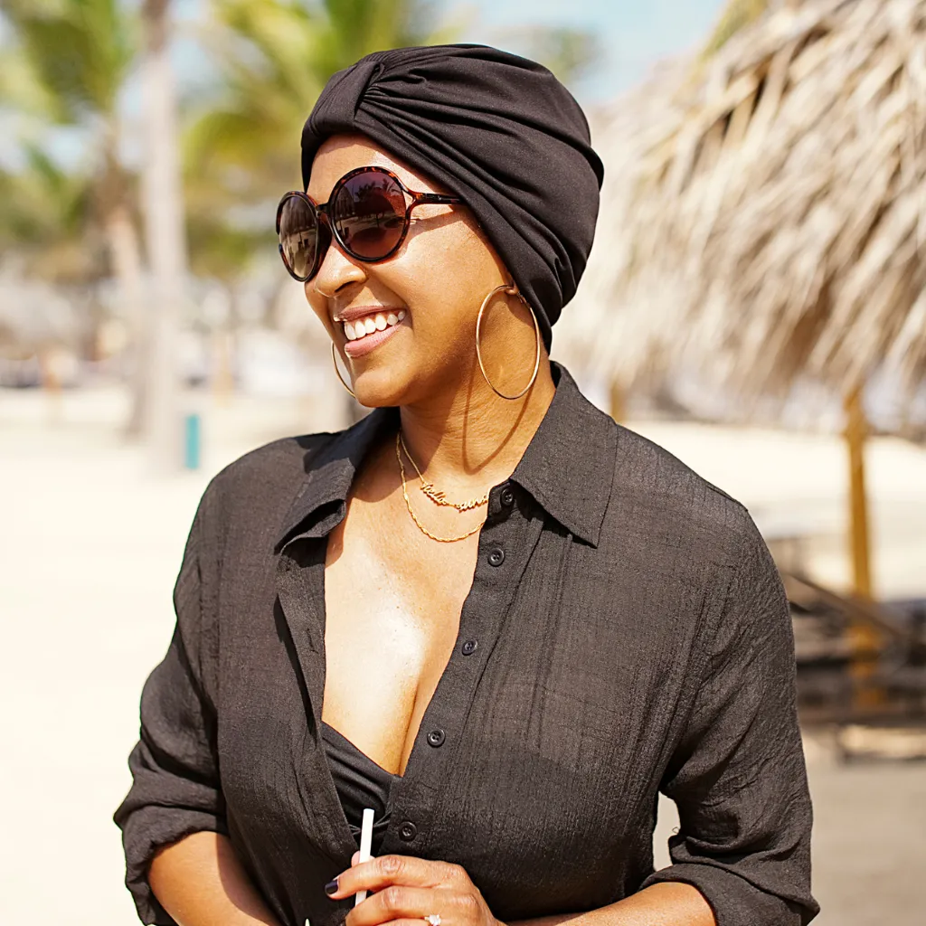 AQUA "Luxe Banded" Turban (Noir)