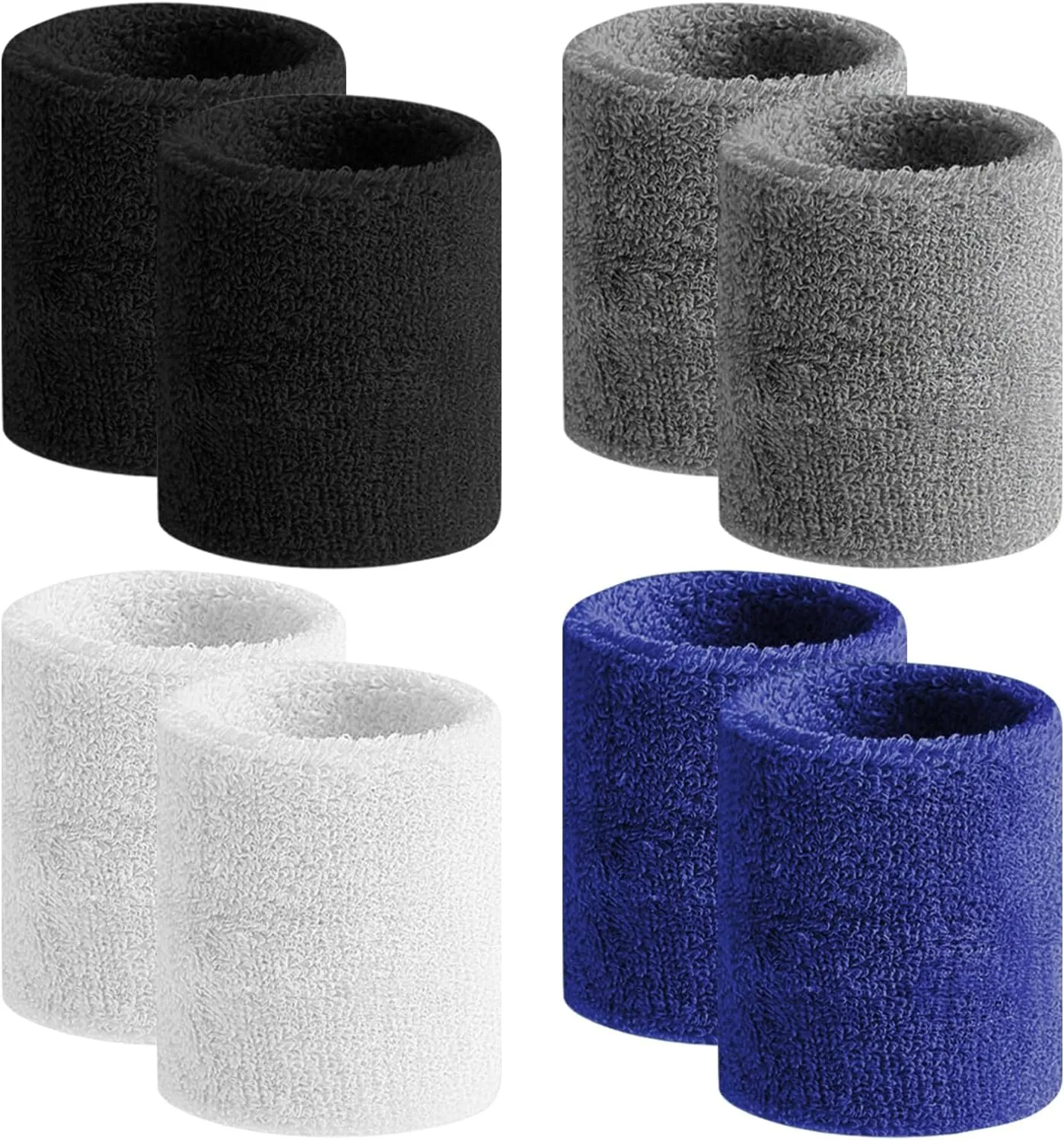 BEACE Sweatbands Sports Wristband for Men & Women -8pcs Moisture Wicking Athletic Cotton Terry Cloth Sweatband for Tennis, Basketball, Running, Gym, Working Out