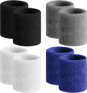 BEACE Sweatbands Sports Wristband for Men & Women -8pcs Moisture Wicking Athletic Cotton Terry Cloth Sweatband for Tennis, Basketball, Running, Gym, Working Out