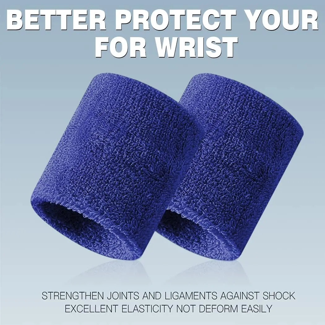 BEACE Sweatbands Sports Wristband for Men & Women -8pcs Moisture Wicking Athletic Cotton Terry Cloth Sweatband for Tennis, Basketball, Running, Gym, Working Out