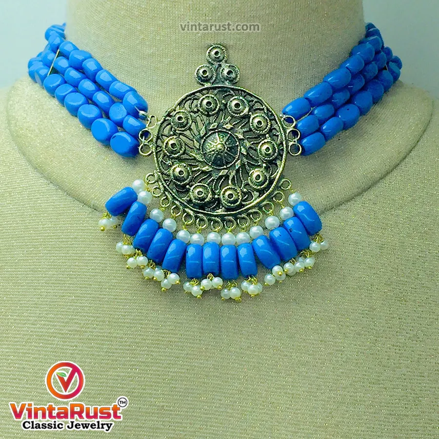 Beaded  Boho With Metal Motif Jewelry Set