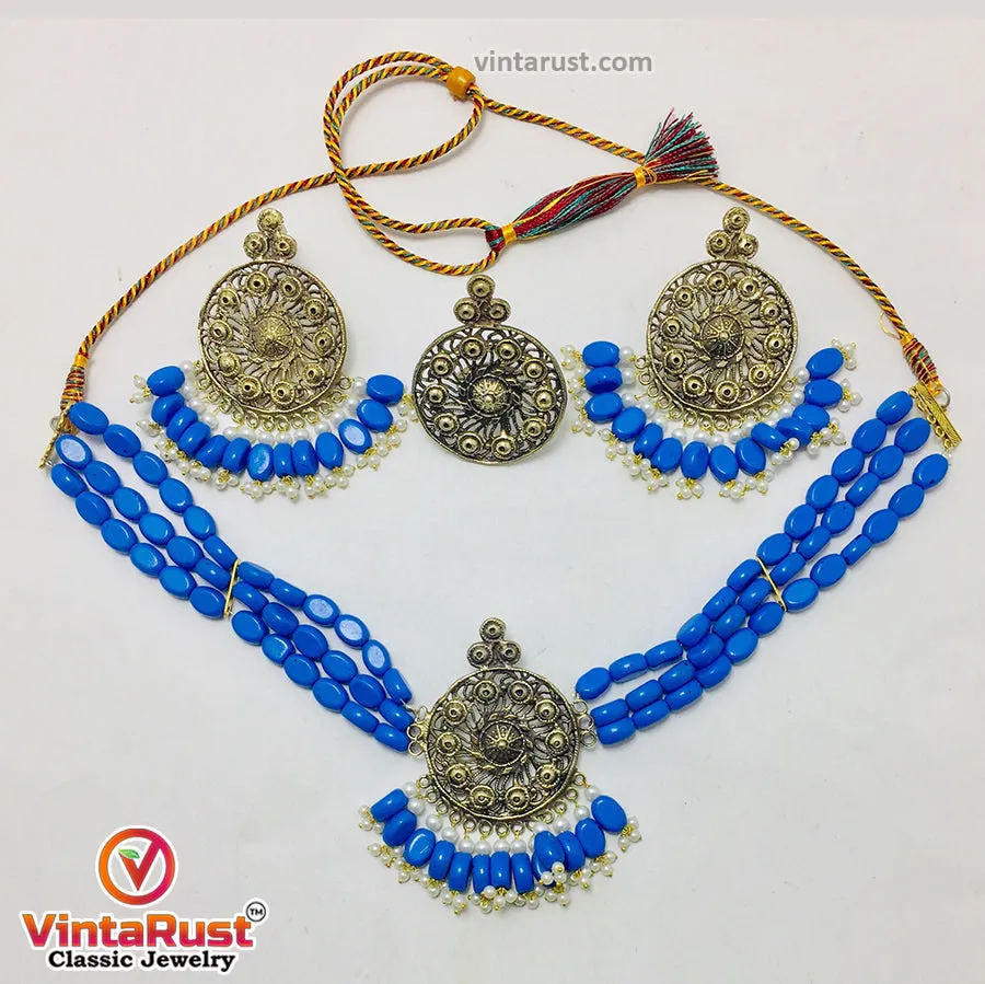 Beaded  Boho With Metal Motif Jewelry Set
