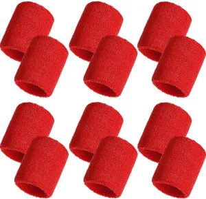 Bememo 12 Pack Wrist Sweatbands Sports Wristbands Tennis Sweatbands for Men and Women Absorbent Cotton Wristband for Working Out, Football, Basketball, Sports