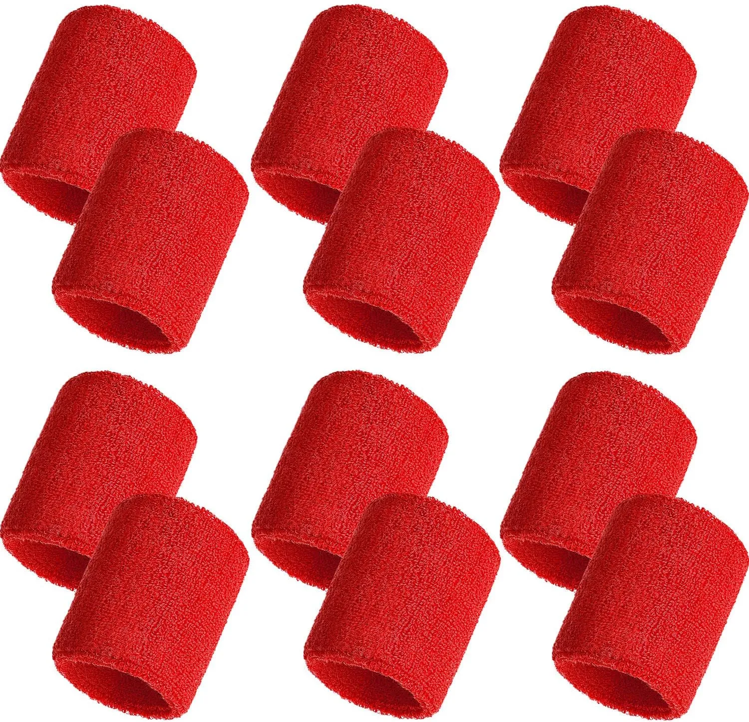 Bememo 12 Pack Wrist Sweatbands Sports Wristbands Tennis Sweatbands for Men and Women Absorbent Cotton Wristband for Working Out, Football, Basketball, Sports