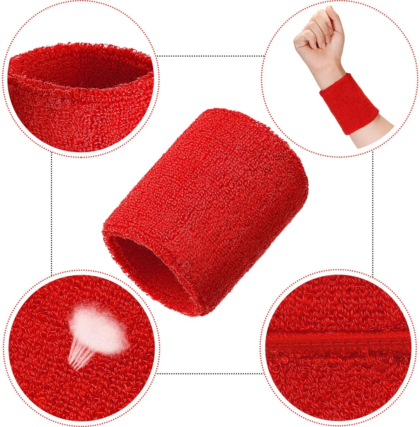Bememo 12 Pack Wrist Sweatbands Sports Wristbands Tennis Sweatbands for Men and Women Absorbent Cotton Wristband for Working Out, Football, Basketball, Sports