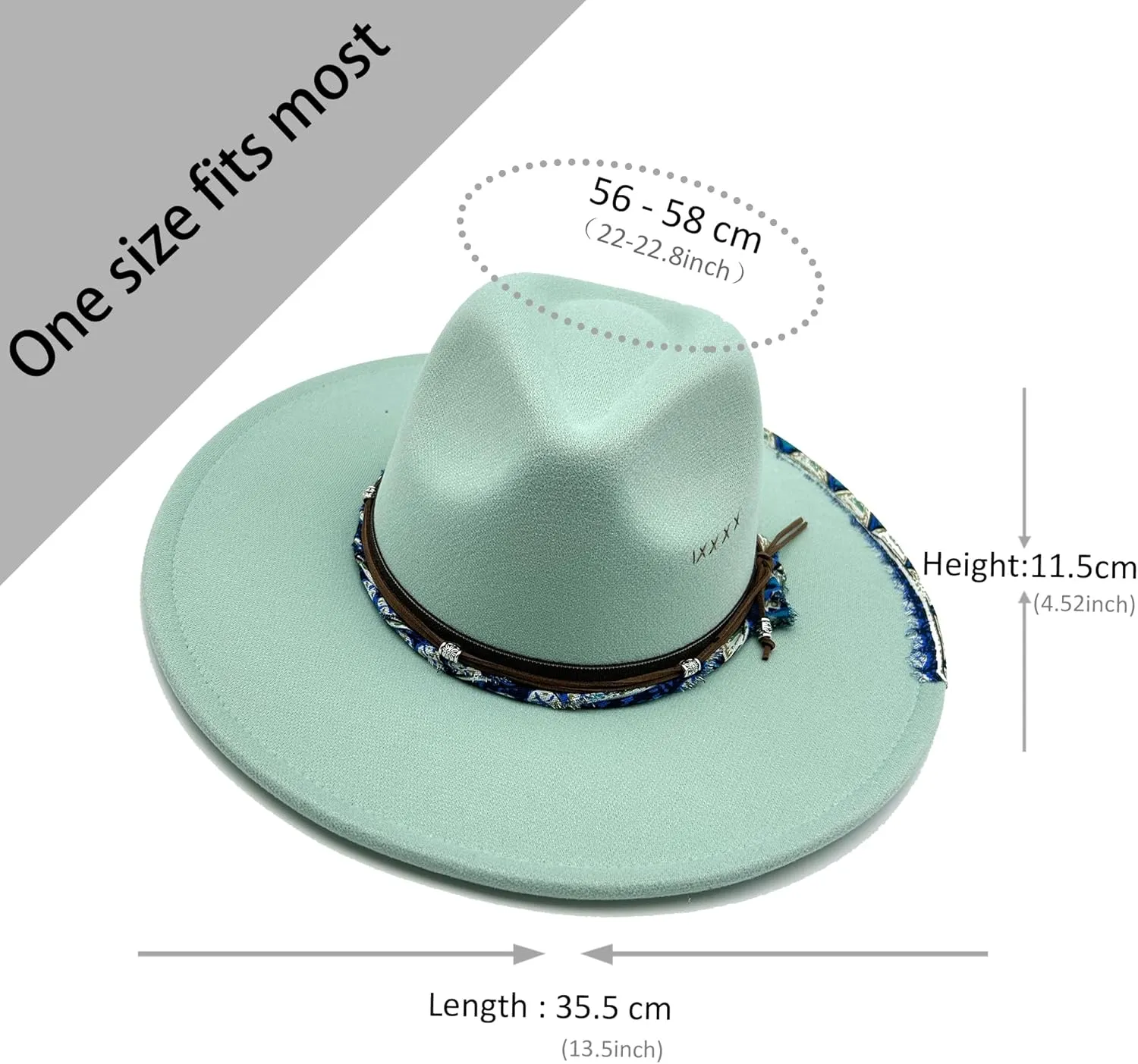 Big Wide Brim Fedora Hat for Women Man Felt Panama Hat with Band Western Outdoor hat