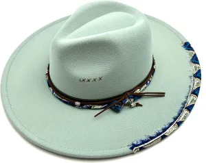 Big Wide Brim Fedora Hat for Women Man Felt Panama Hat with Band Western Outdoor hat