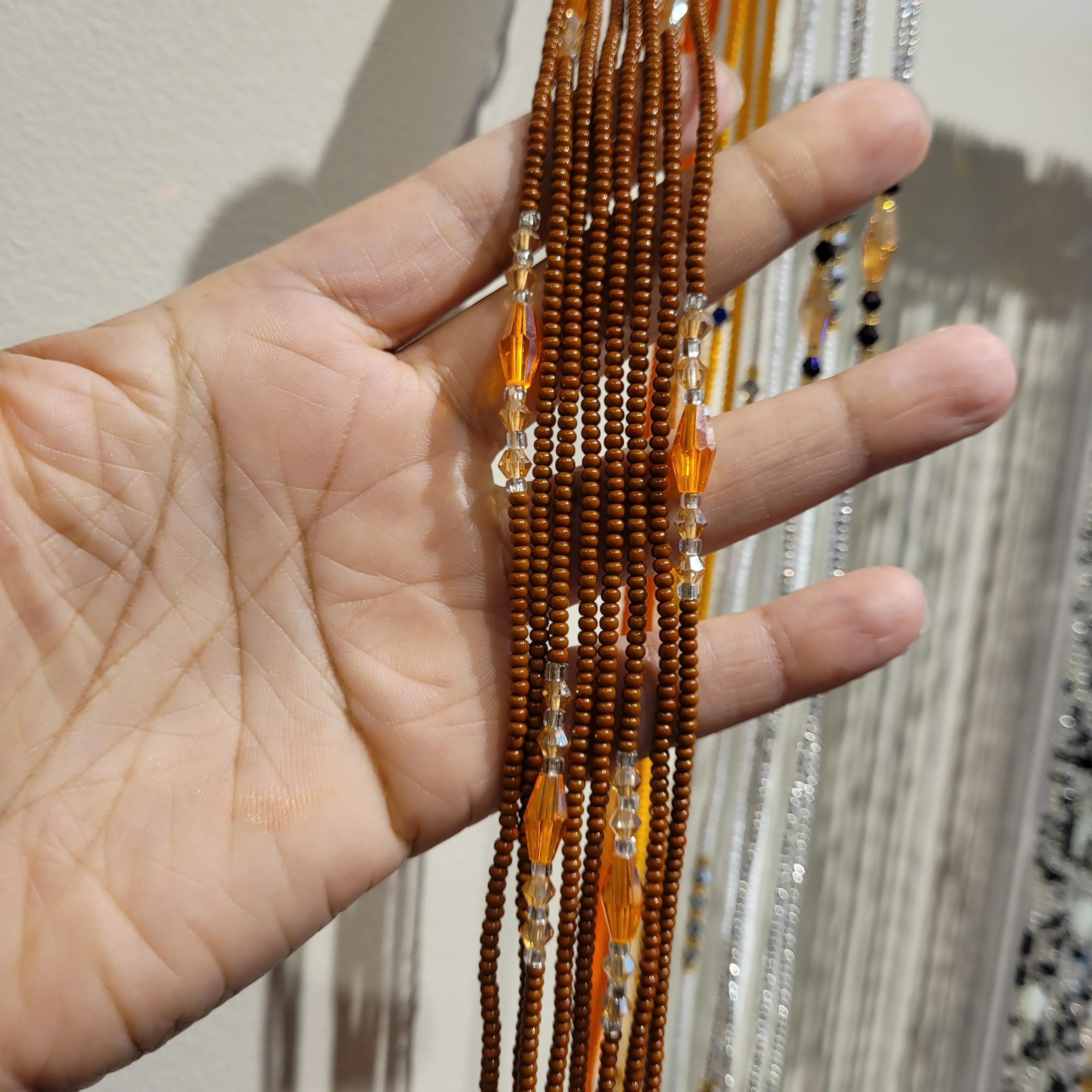 Brown waist bead with orange accent Waist Beads