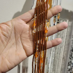 Brown waist bead with orange accent Waist Beads
