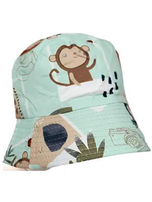 Bucket/Sun Hat With Chin Strap Wide Brim Children's 2-7yr Green Safari scbhgsa