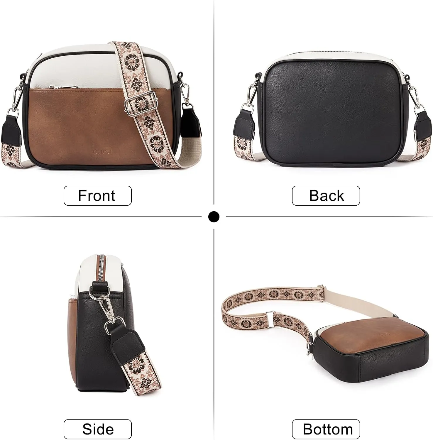 CLUCI Crossbody Bags for Women, Vegan Leather Shoulder HandbagsPurses for Women with Adjustable Wide Strap