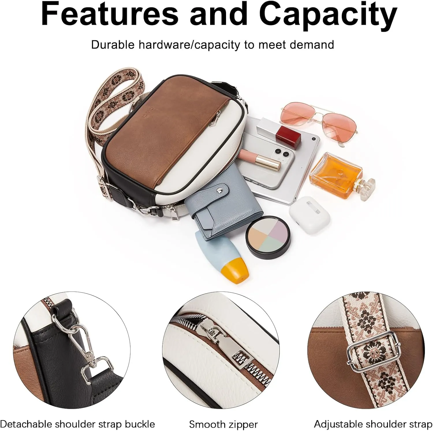 CLUCI Crossbody Bags for Women, Vegan Leather Shoulder HandbagsPurses for Women with Adjustable Wide Strap