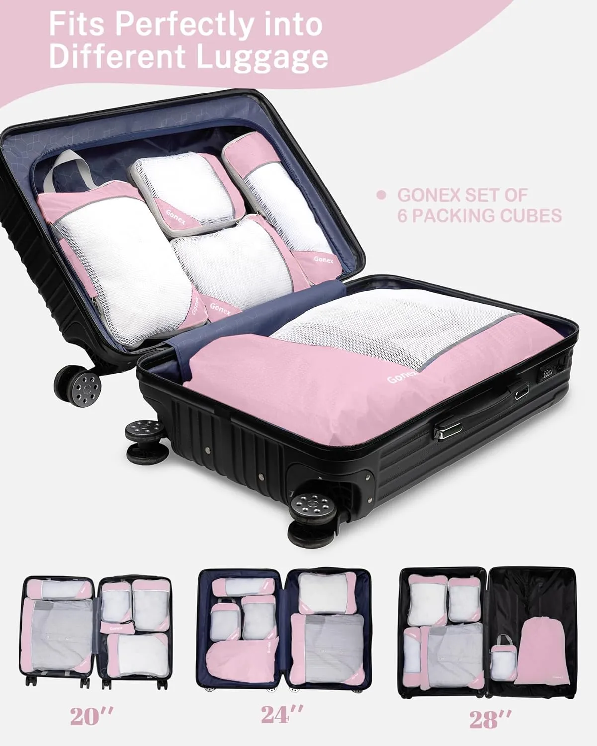 Compression Packing Cubes, Gonex Extensible Storage Mesh Bags Organizers