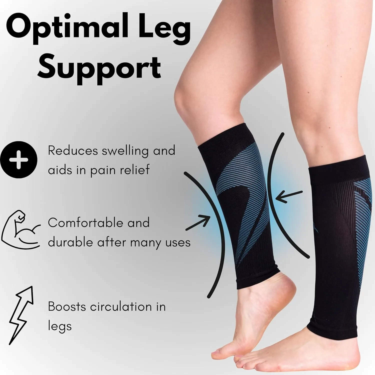 CompressionZ Calf Compression Sleeves for Men & Women | Running Shin Splint Support - Footless Socks Varicose Pain Relief