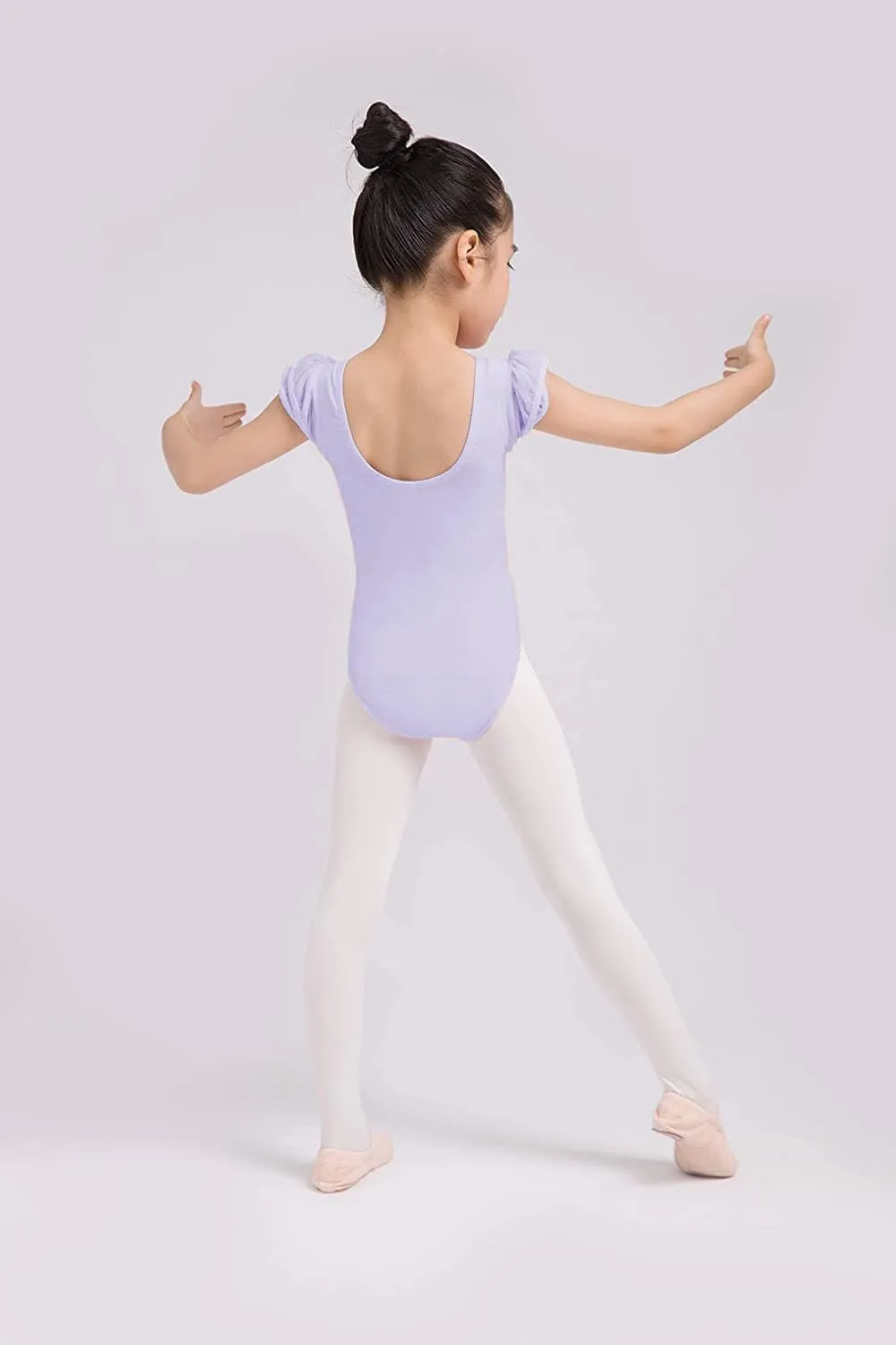 Dancina Girls Leotard for Ballet and Dance - Short Sleeve Toddler Leotard with Adorable Ruffles  Comfortable Cotton Stretch