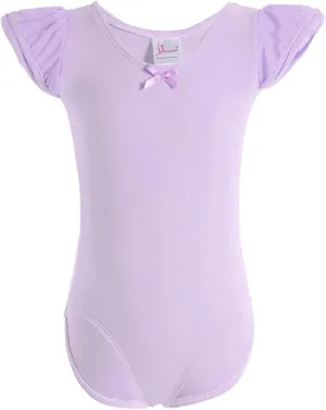 Dancina Girls Leotard for Ballet and Dance - Short Sleeve Toddler Leotard with Adorable Ruffles  Comfortable Cotton Stretch