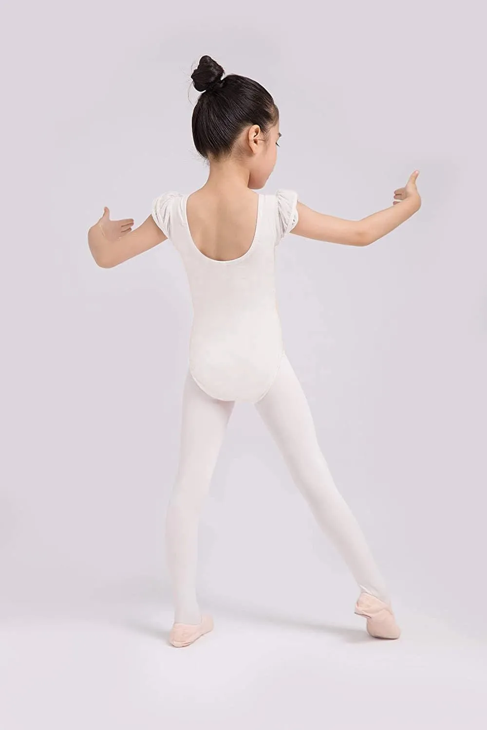 Dancina Girls Leotard for Ballet and Dance - Short Sleeve Toddler Leotard with Adorable Ruffles  Comfortable Cotton Stretch