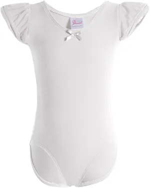 Dancina Girls Leotard for Ballet and Dance - Short Sleeve Toddler Leotard with Adorable Ruffles  Comfortable Cotton Stretch