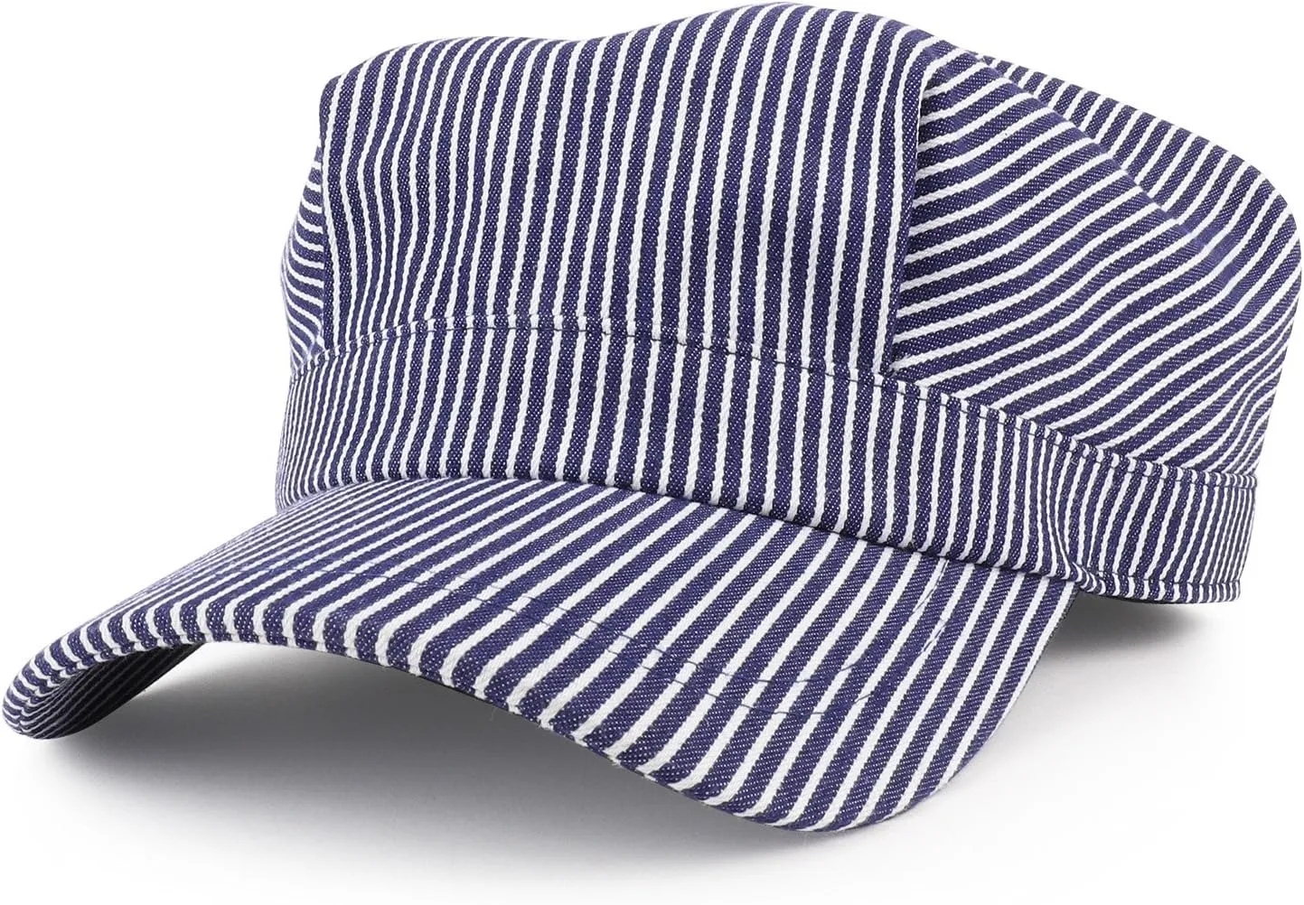Denim Blue Stripe Train Engineer Conductor Cap Fits Infant to Adult 3XL