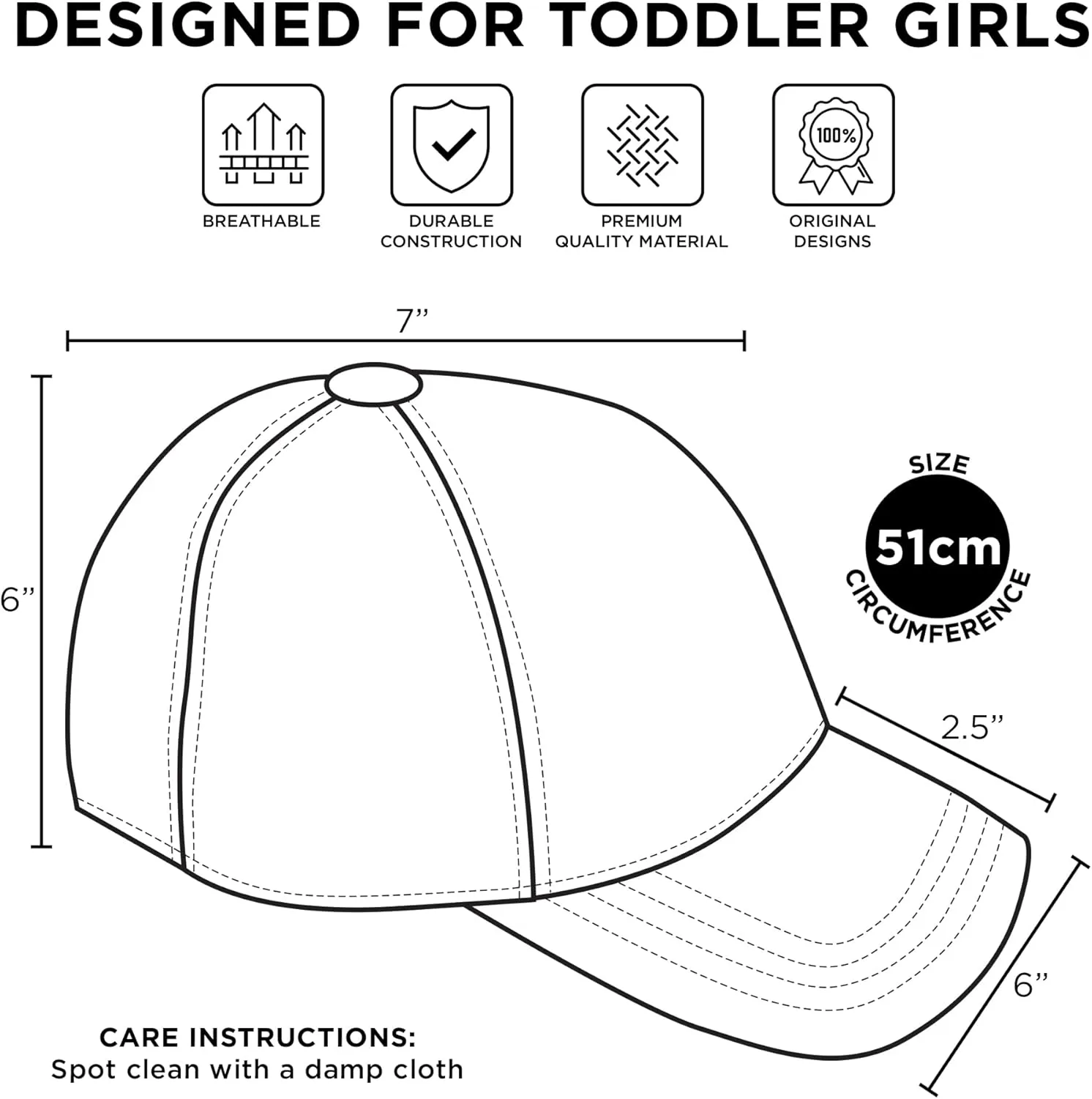 Disney Baseball Cap, Minnie Mouse Adjustable Toddler 2-4 Or Girl Hats for Kids Ages 4-7