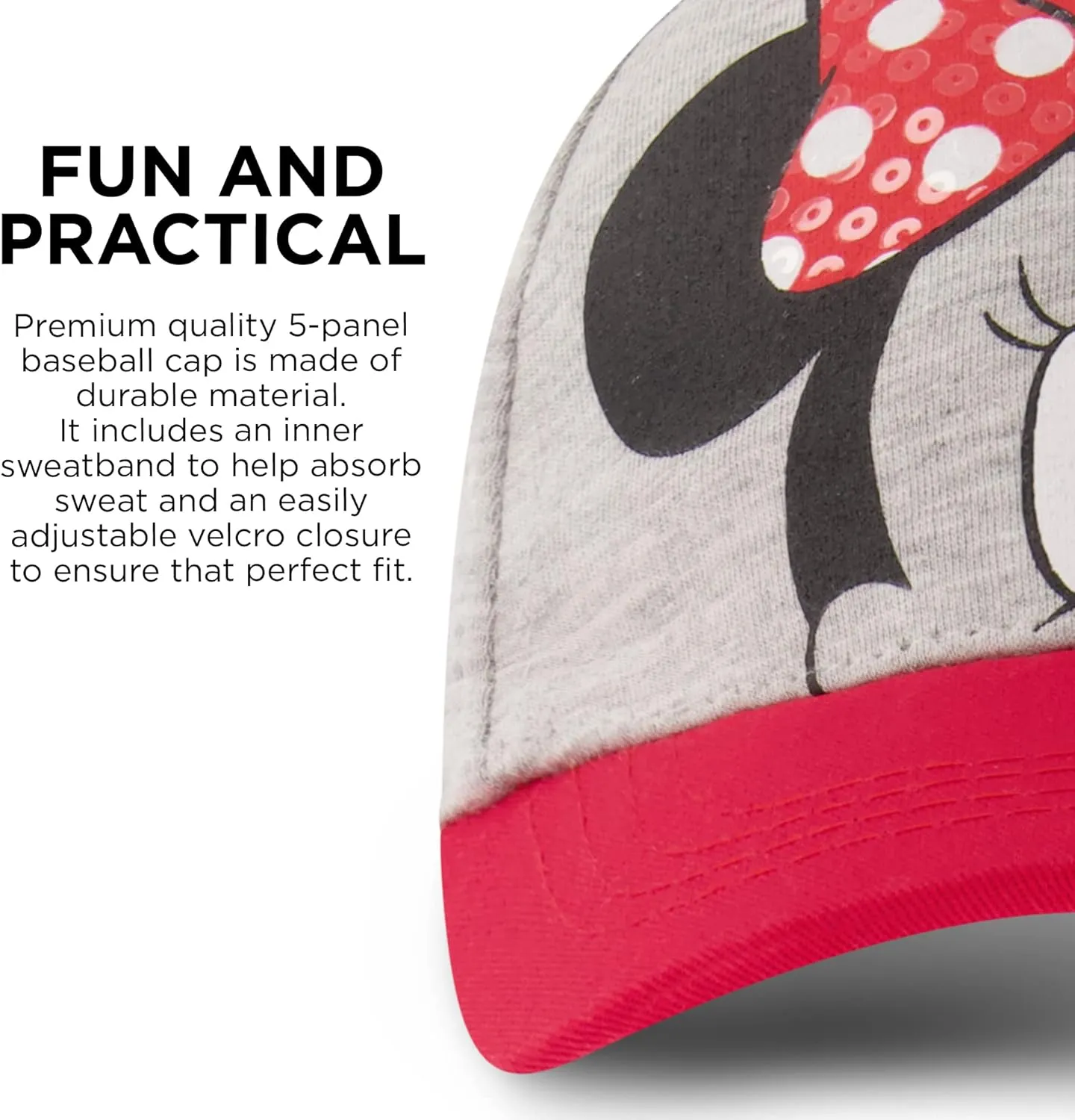 Disney Baseball Cap, Minnie Mouse Adjustable Toddler 2-4 Or Girl Hats for Kids Ages 4-7