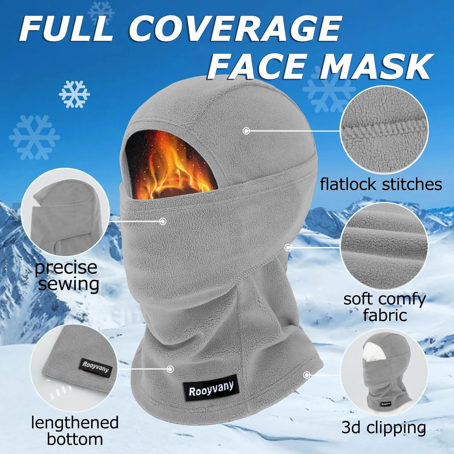 Fleece Balaclava Ski Mask for Men&Women,Warm/Windproof/Lightweight Winter Face Mask for Skiing/Snowboarding/Cycling