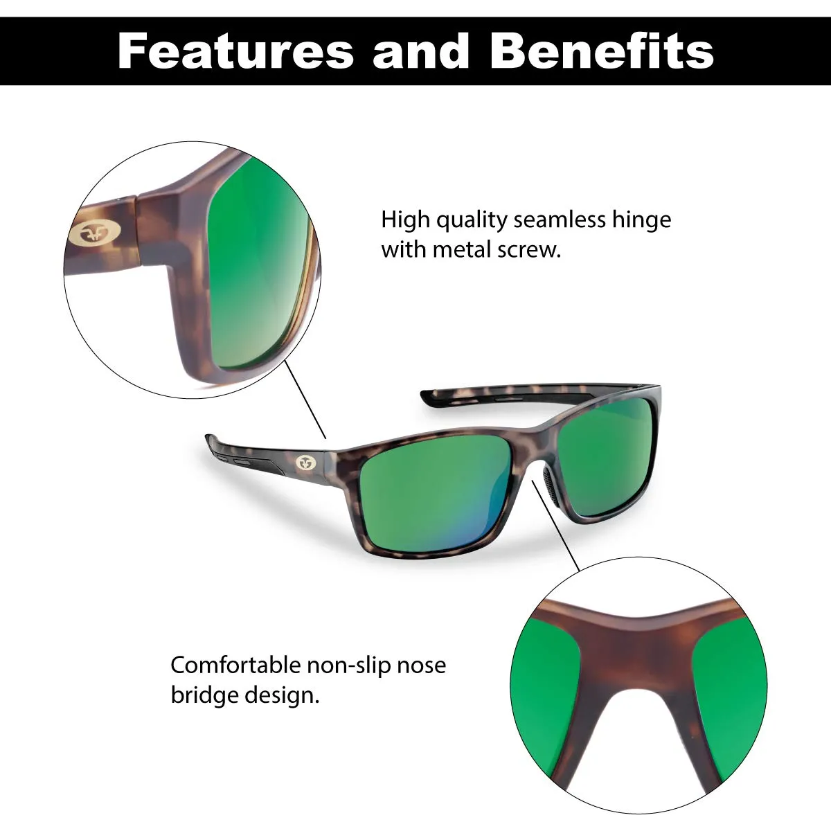 Flying Fisherman 7706TAG Freeline Polarized Sunglasses, Matte Tortoise Frame, Amber-Green Mirror Lens, Medium