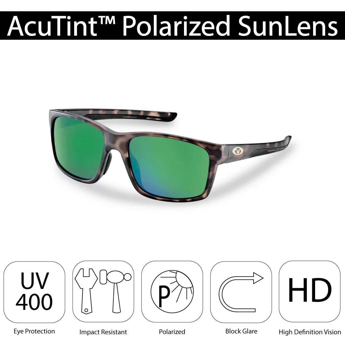 Flying Fisherman 7706TAG Freeline Polarized Sunglasses, Matte Tortoise Frame, Amber-Green Mirror Lens, Medium