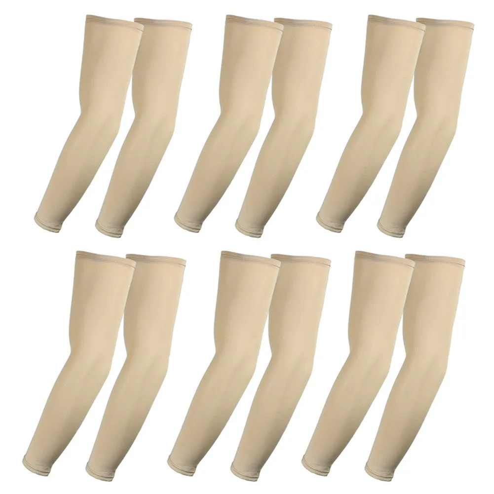 Golf Compression Arm Sleeve (Full Length) UV Protective Anti-slip Arm Cover (Pack of 6 Pairs)