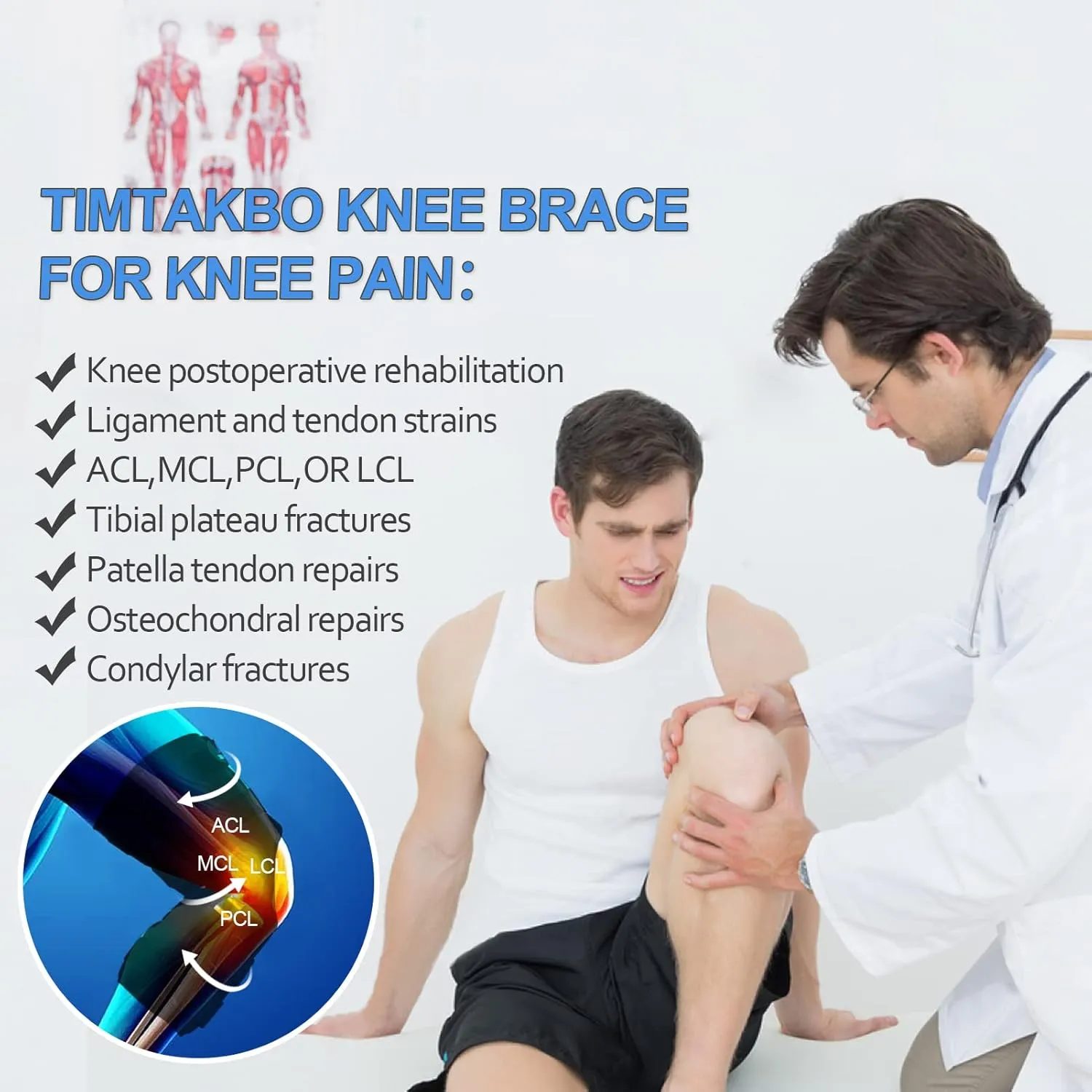 Hinged Knee Brace with Side Stabilizers, Upgraded Knee Support for Women and Men,Plus Size Knee Braces for Knee Pain Relief, Meniscus Tear,Injury Recovery, ACL, MCL, PCL, Arthritis Hyperextension