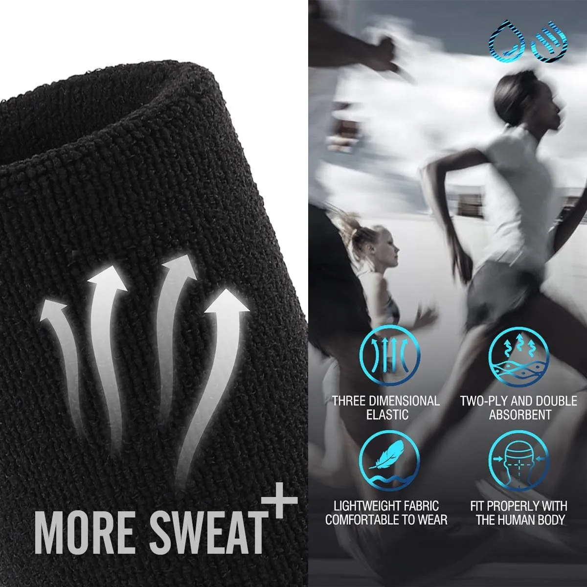 Hoter Sweatband Set Sports Headband Wristband Set Sweatbands Terry Cloth Wristband Athletic Exercise Basketball Wrist Sweatband and Headbands Moisture Wicking Sweat Absorbing Head Band