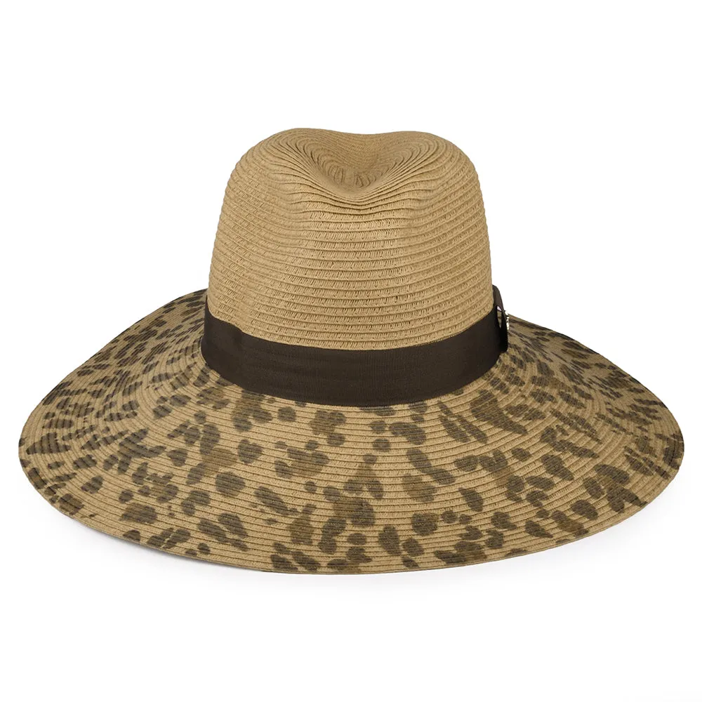 Joules Hats Sia Leopard Wide Brim Fedora Sun Hat - Natural-Brown