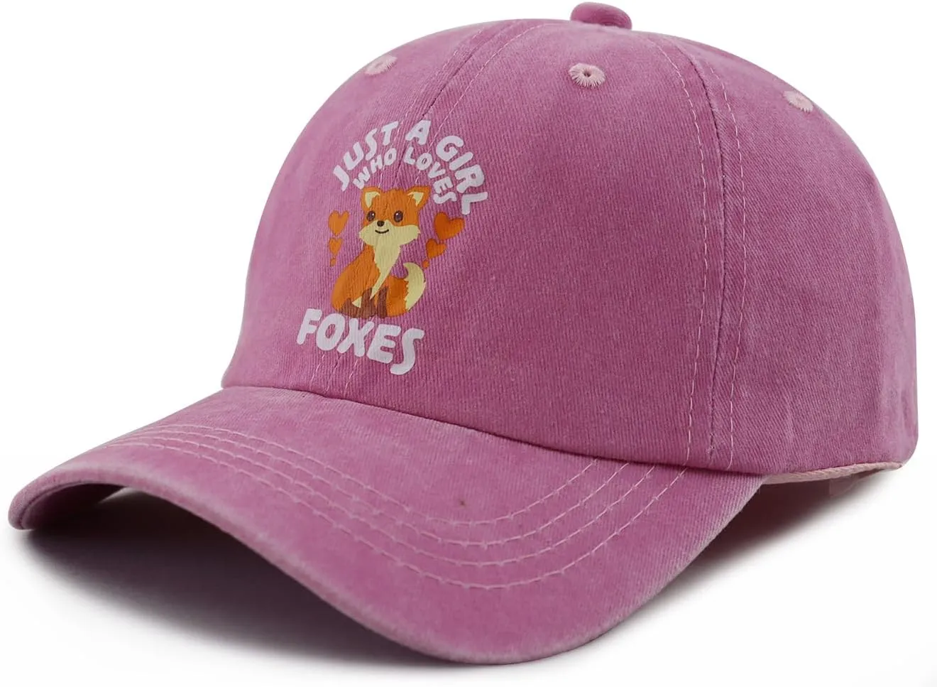 Just a Girl Who Loves Cats Dogs Horses Frogs Foxes Pigs Hat for Girls Age 3-10, Funny Adjustable Cotton Kids Baseball Cap