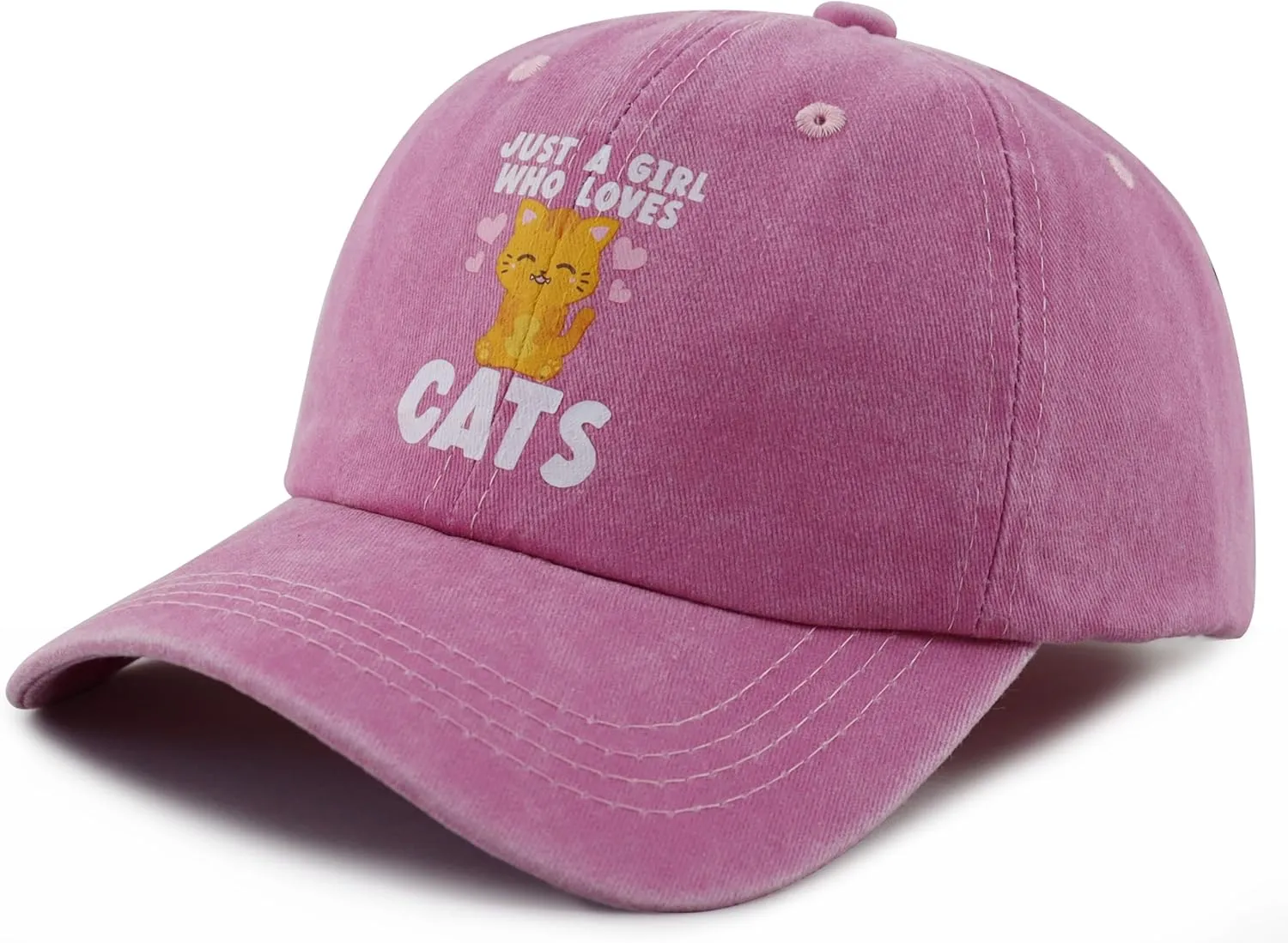 Just a Girl Who Loves Cats Dogs Horses Frogs Foxes Pigs Hat for Girls Age 3-10, Funny Adjustable Cotton Kids Baseball Cap