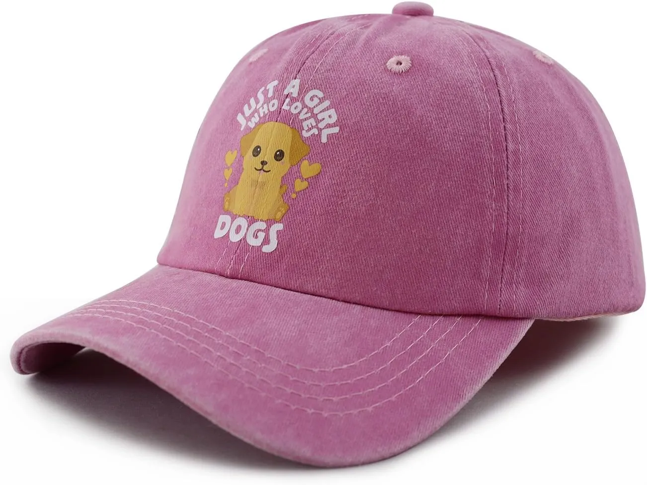 Just a Girl Who Loves Cats Dogs Horses Frogs Foxes Pigs Hat for Girls Age 3-10, Funny Adjustable Cotton Kids Baseball Cap