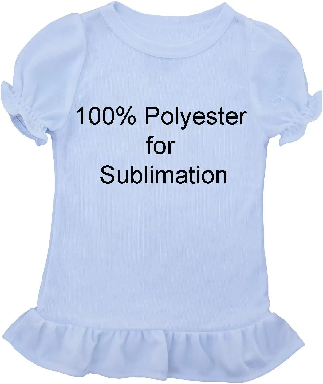 Kate's Craft Store Blank Sublimation T-Shirt for Girls, Toddlers, Baby. 100% Polyester. Ruffle Hem/Sleeves. 2 Pack.