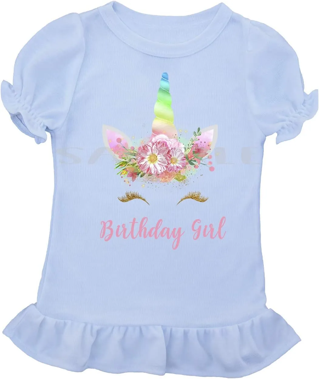 Kate's Craft Store Blank Sublimation T-Shirt for Girls, Toddlers, Baby. 100% Polyester. Ruffle Hem/Sleeves. 2 Pack.