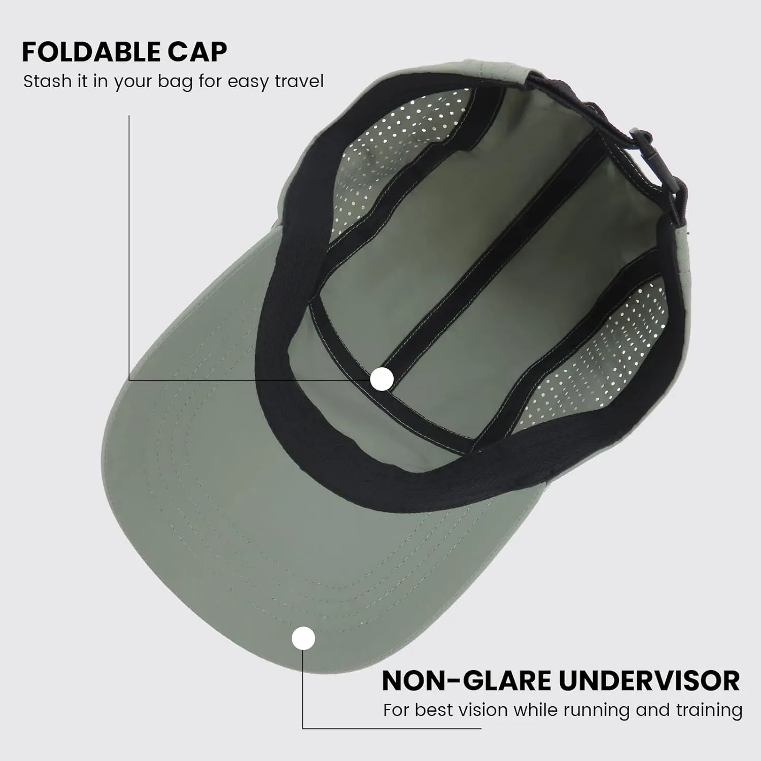 KOPHINOOR Baseball Cap Cooling Hat, Reflective Golf Running Hat for Men Women, Foldable Performance Hat for Outdoors