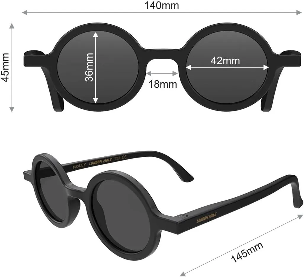 LONDON MOLE Eyewear | Moley Sunglasses | Round Glasses | Fashion Brand | UV400 Protection | Men's Women's Unisex