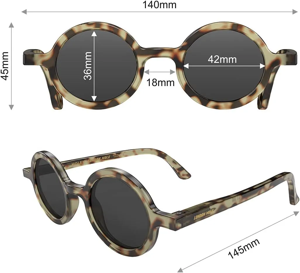 LONDON MOLE Eyewear | Moley Sunglasses | Round Glasses | Fashion Brand | UV400 Protection | Men's Women's Unisex