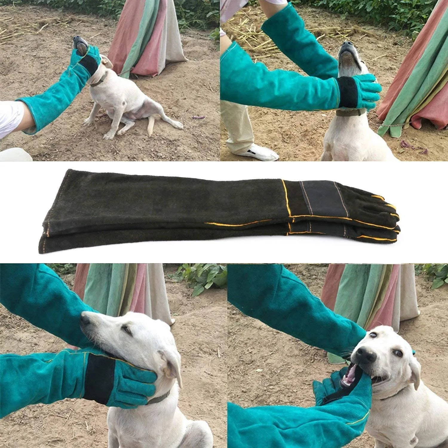 Long Sleeve Thick Leather Animal Handling Glove Anti Scratch Protective Gloves for Training Dog Cat Bird Snake Parrot Lizard Wild Animals Reptiles,Bite Resistant Gloves(Large,23.6in)