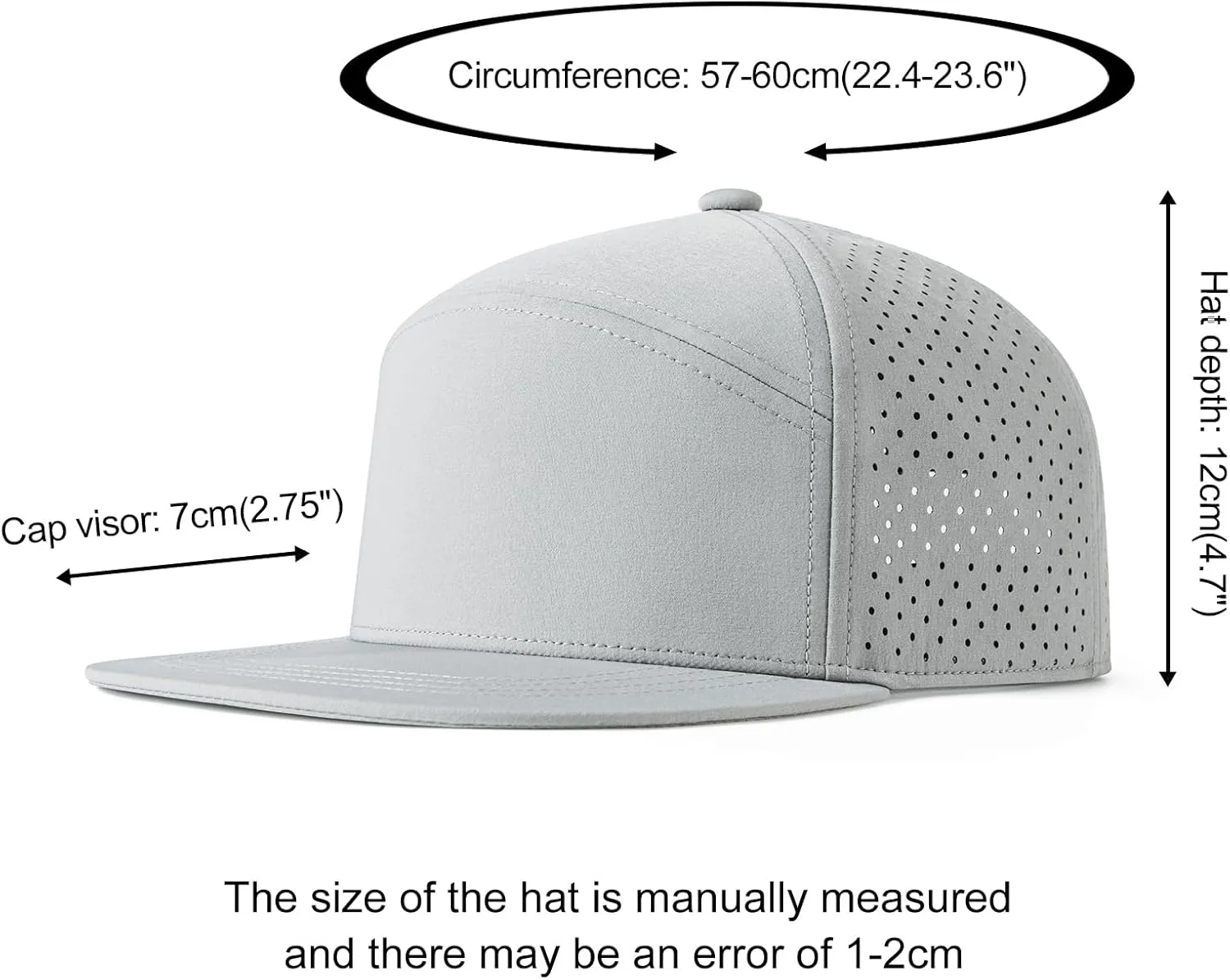 Men Flat Brim Adjustable Performance Hat Snapback Laser Perforated Baseball Cap
