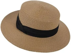 Men Women Sun Hats Wide Brim Fedora Straw Beach Hat UV UPF 50 